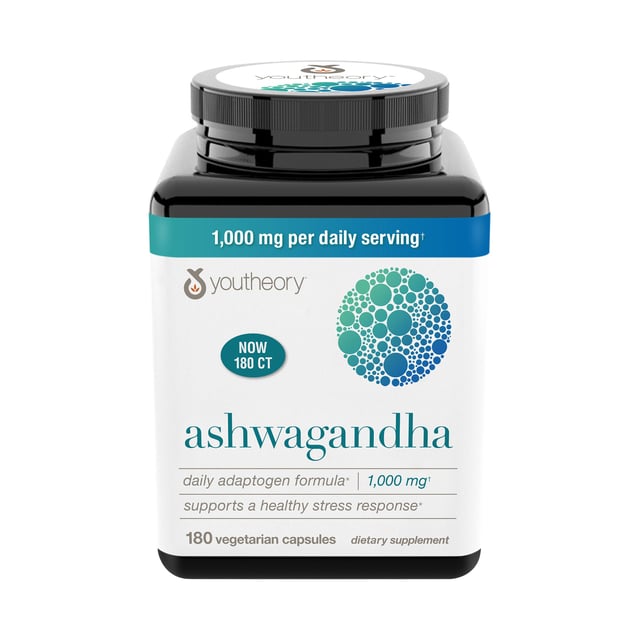 Youtheory Ashwagandha 1000 mg, 180 Capsules