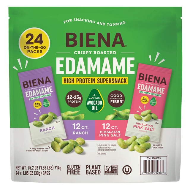 Biena Roasted Edamame Ranch & Himalayan Salt Variety Pack, 24 x 1 oz