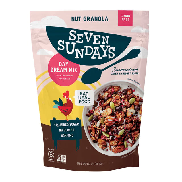 Seven Sundays Day Dream Dark Chocolate Raspberry Granola 20 oz