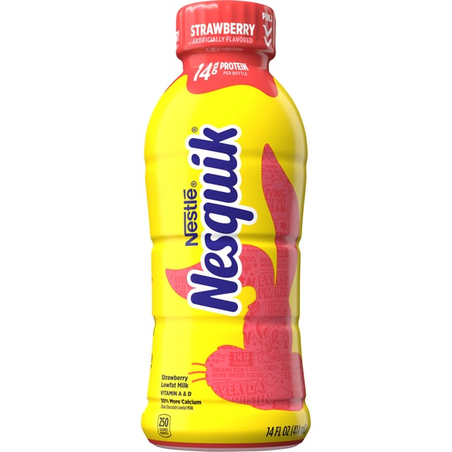 Nestlé Nesquik Strawberry Low-Fat Milk, 14 fl oz, 12-Pack