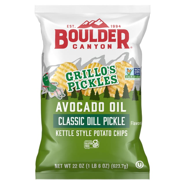 Boulder Canyon Grillo's Pickles Chips, 22 Ounce Bag