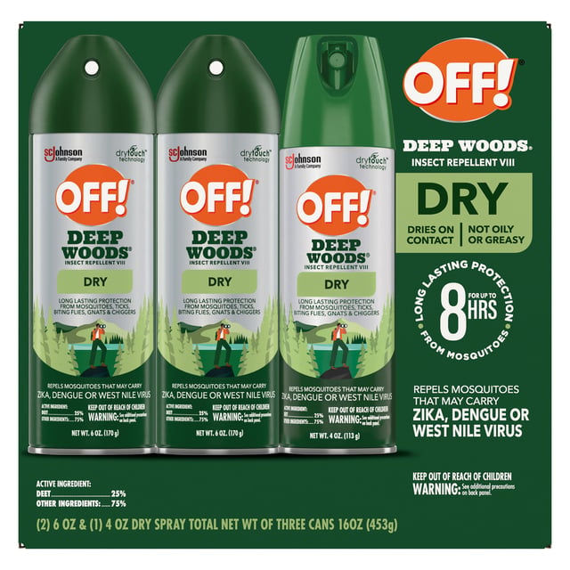 OFF! Deep Woods Dry Insect Repellent 2 Pack 6 oz + 1 Pack 4 oz