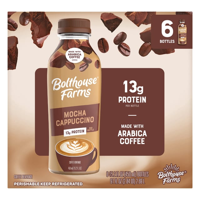 Bolthouse Farms Mocha Cappuccino Coffee Beverage, 6 x 15.2 oz