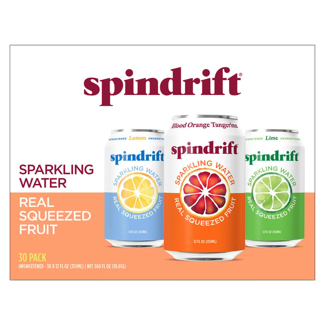 Spindrift Sparkling Water Variety Pack, 30 x 12 fl oz