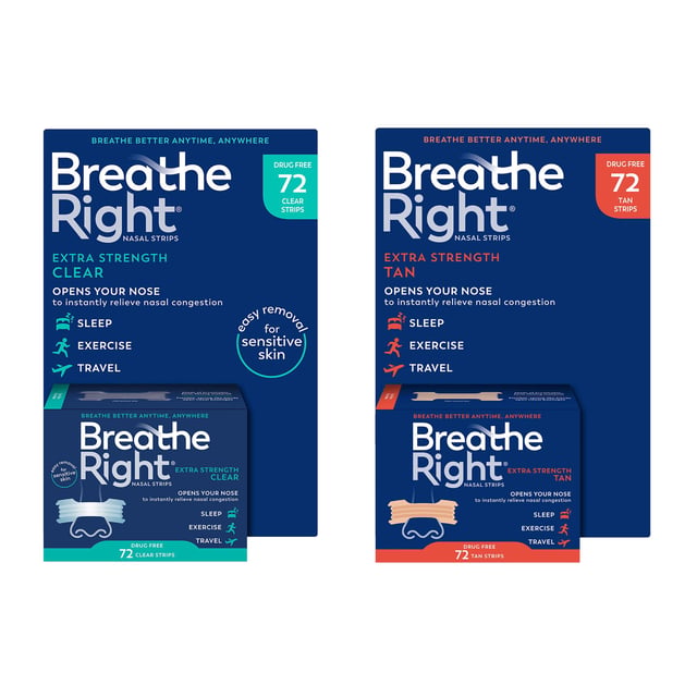 Breathe Right Extra Strength Nasal Strips, Clear, 72 Count