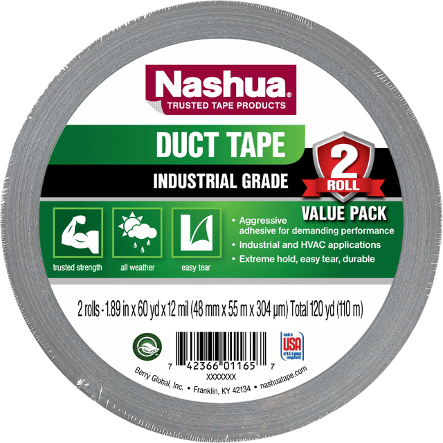 Nashua Duct Tape 12 Mil Thick 2" x 60 Yard 2 Pack