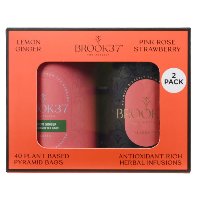 Brook37 Tea Pink Rose & Lemon Ginger Variety Pack, 2 Count / 0.5 lbs