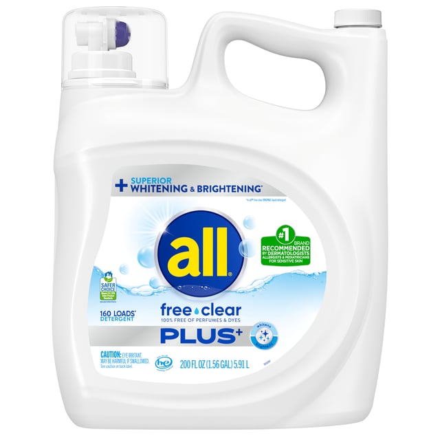 All Free & Clear Plus+ Compacted Liquid Detergent, 160 Loads, 200 oz