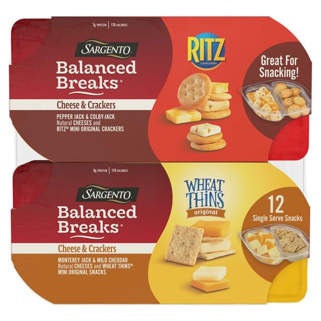Sargento Balanced Breaks Cheese & Crackers, Variety Pack, 12 Count (1.5 oz Each)