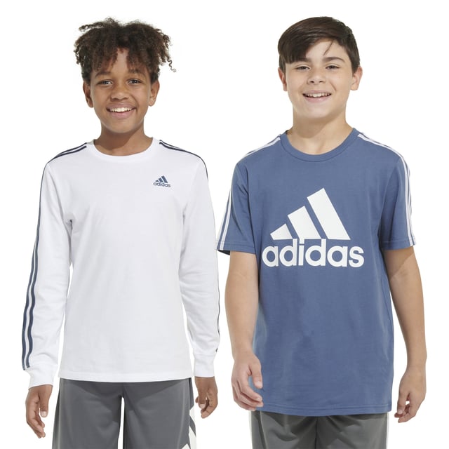 Adidas Youth 2-Pack Long Sleeve & Short Sleeve Tee