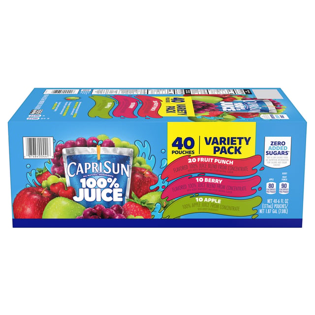 Capri Sun 100% Juice Variety Pack 40/6 oz