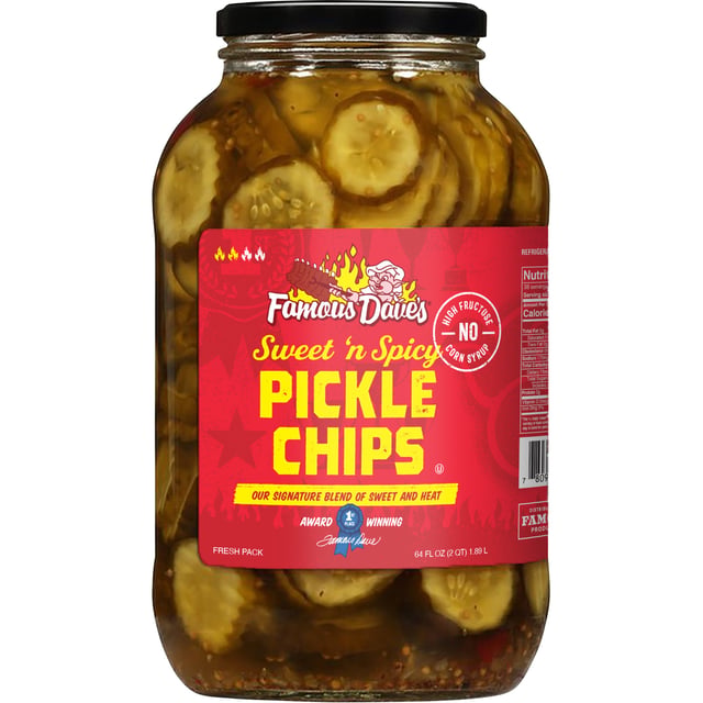 Famous Dave's Sweet 'n Spicy Pickle Chips, 64 fl oz