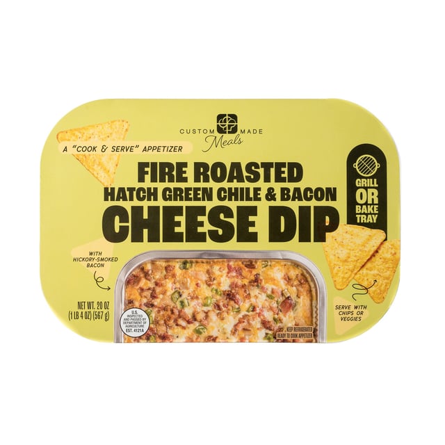 Custom Made Meals Hatch Chili Bacon and Cheese Dip, 20 Ounces