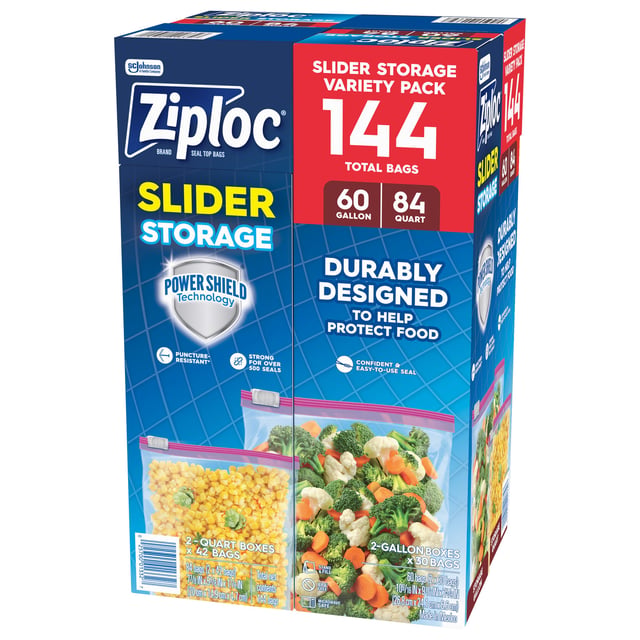 Ziploc Slider Storage Bag, Variety Pack, 144-Count