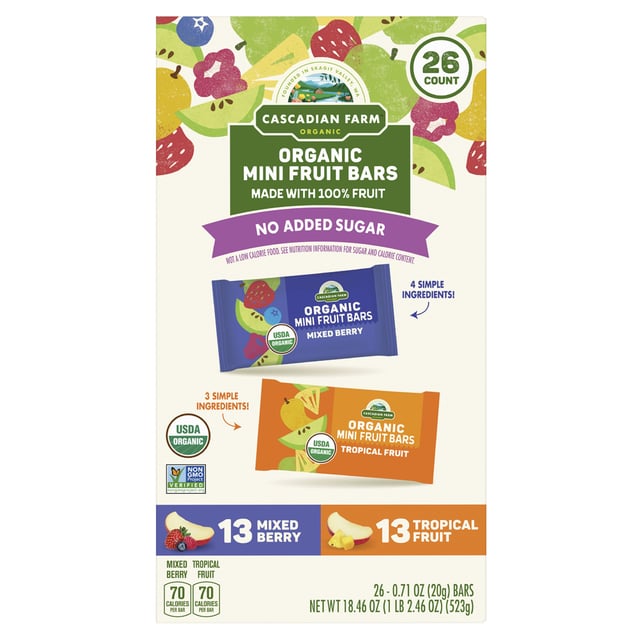 Cascadian Farm Organic Mini Fruit Bars, 26 Count Box