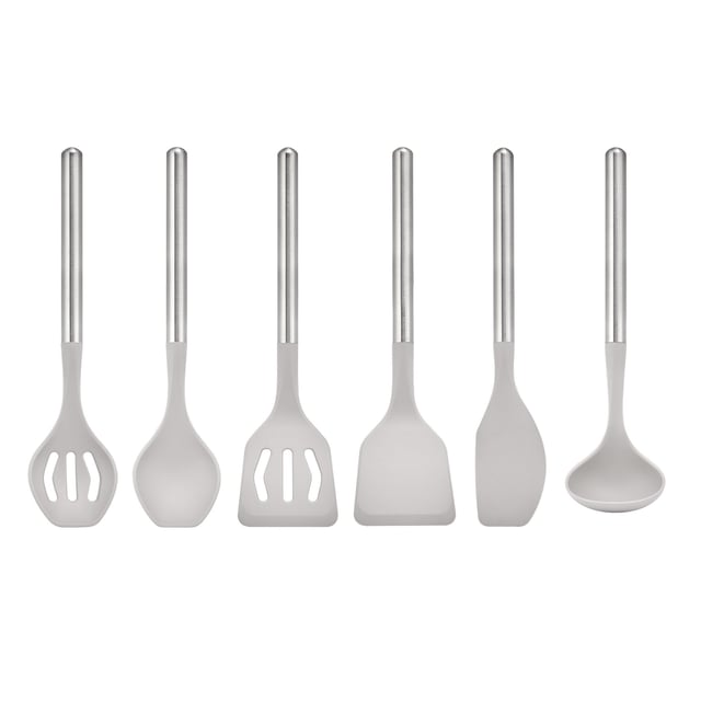 6-Piece Silicone Cooking Utensil Set with Stainless Steel Handles