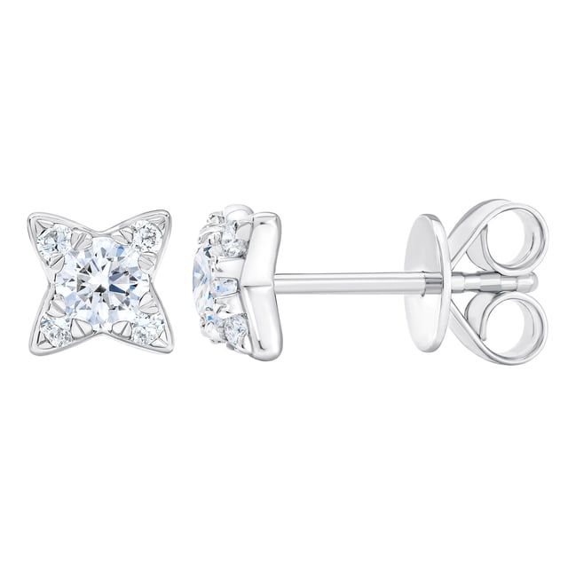 14kt White Gold VS2 I 0.50 CTW Round Diamond Star Earrings