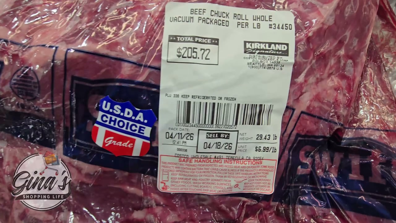 Beef Chuck Roll Whole Boneless Vacuum Packed Per Lb