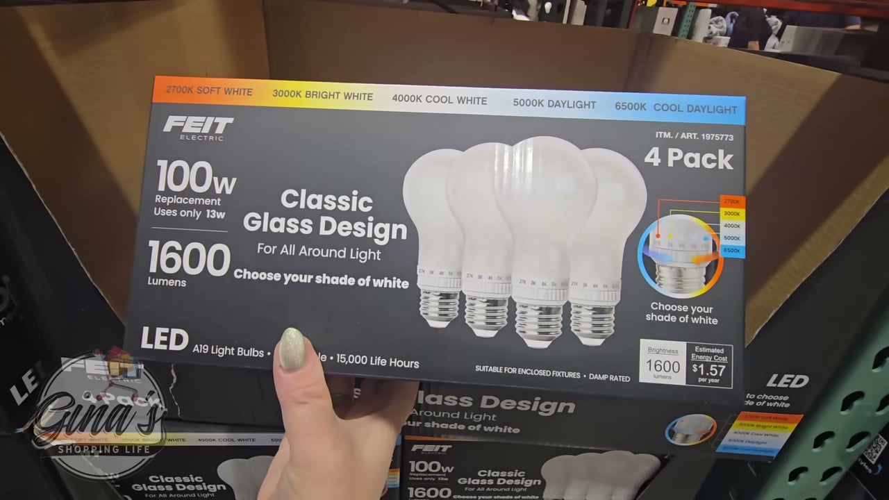 Feit Electric 100W Replacement Glass A21 LED Light Bulb, 5 CCT, 4-Pack