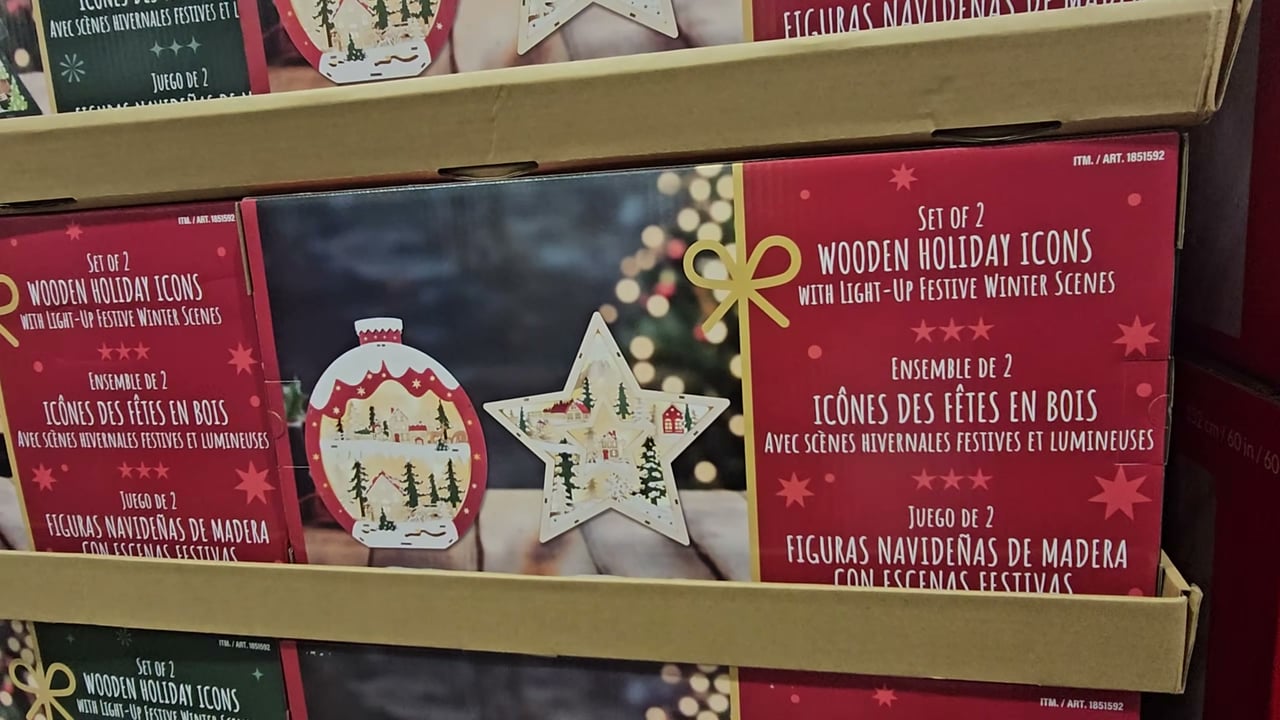 Wooden Holiday Icons with LED Lights, Set of 2