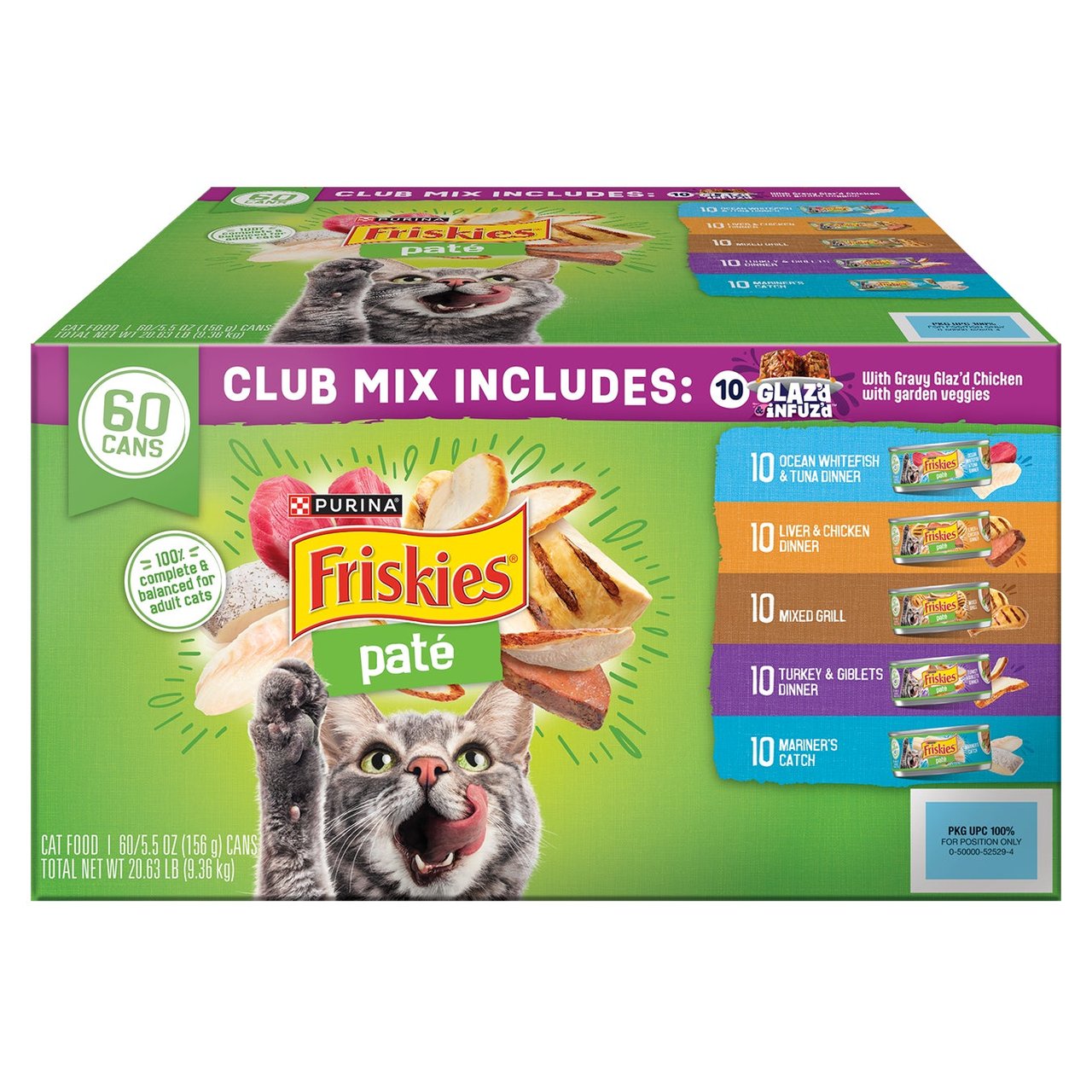 Friskies Glaz'd & Infuz'd Pate Wet Cat Food, 5.5 oz, 60 Cans - Image 1