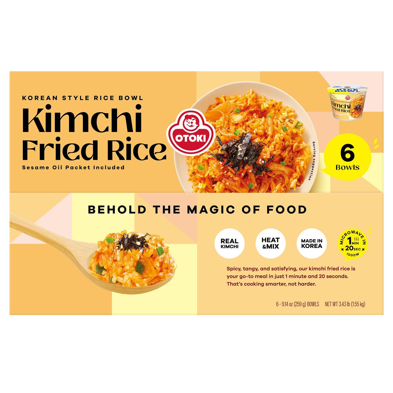 Ottogi Korean Style Kimchi Fried Rice Bowl, 6 x 9.13 oz - Image 1