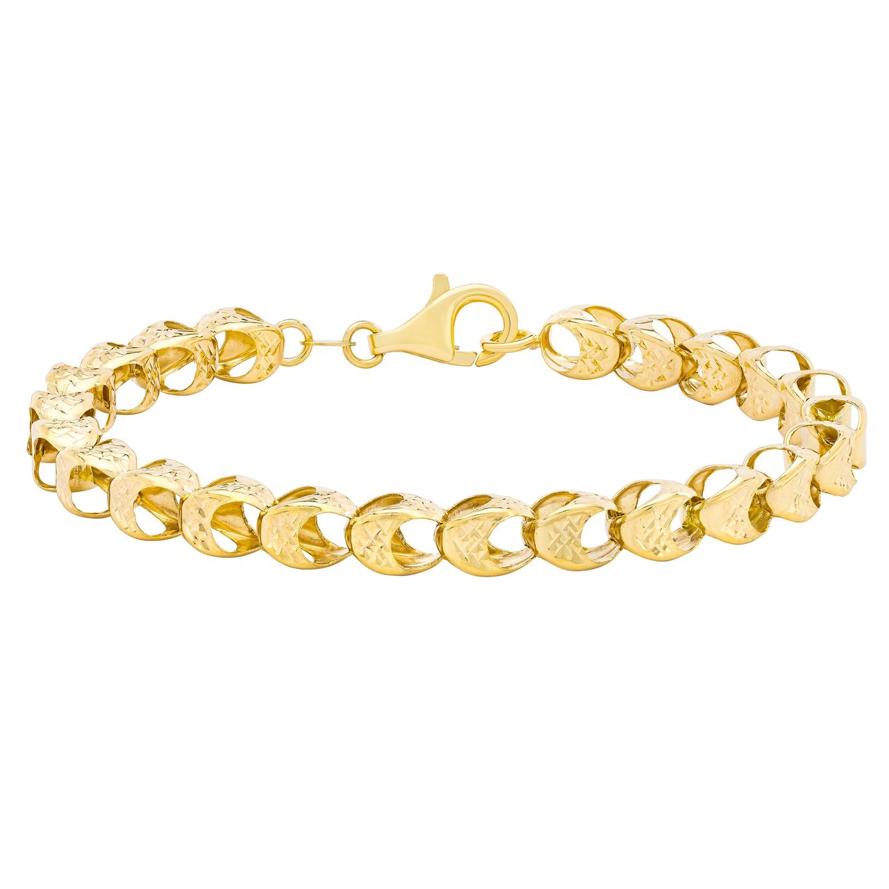 14KT Yellow Gold 7.5" Link Bracelet Made in Italy - Image 1