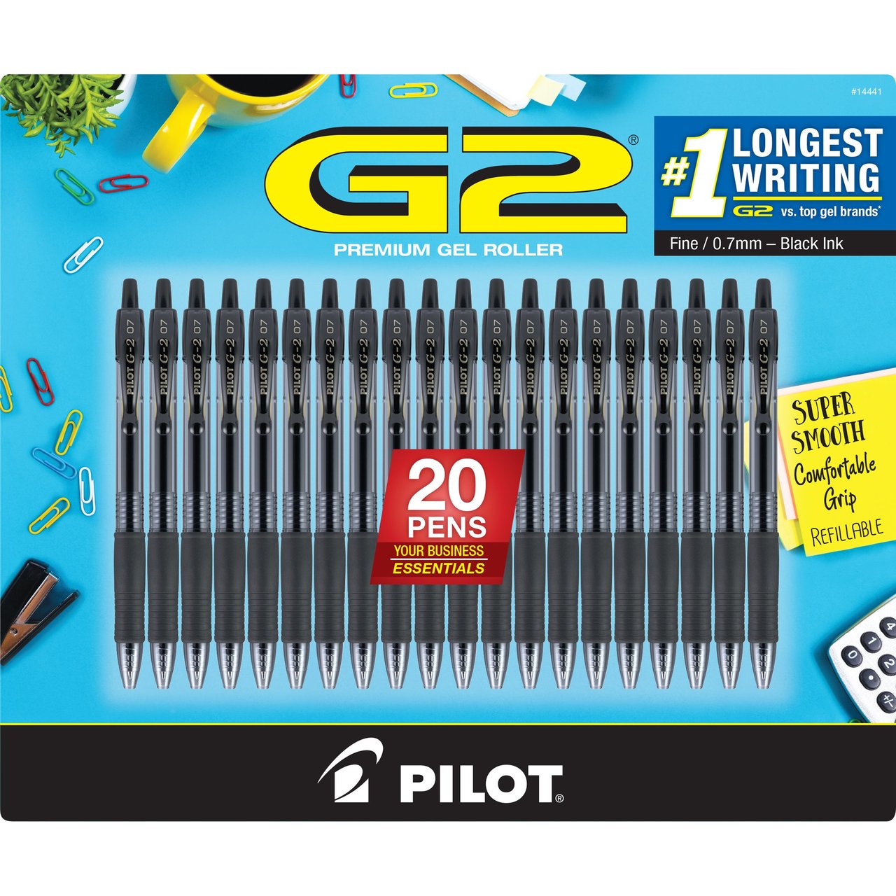 Pilot G2 Retractable Gel Pen, Black, 20-Pack - Image 1