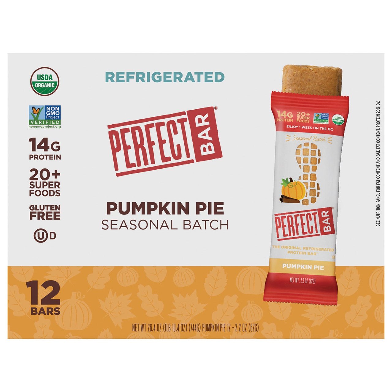 Perfect Bar Organic Pumpkin Pie Protein Bars, 12-Pack (2.2 oz each) - Image 1