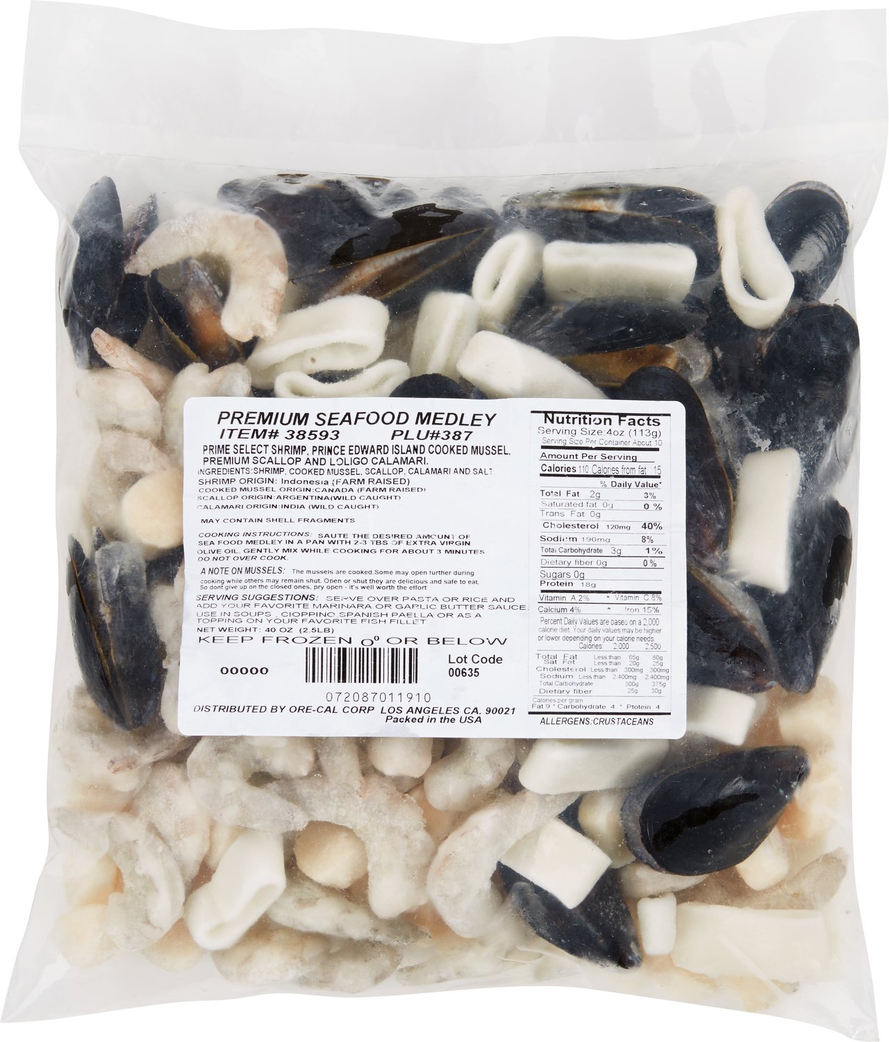 Harvest of the Sea Seafood Medley 2.5 lb Bag Previously Frozen