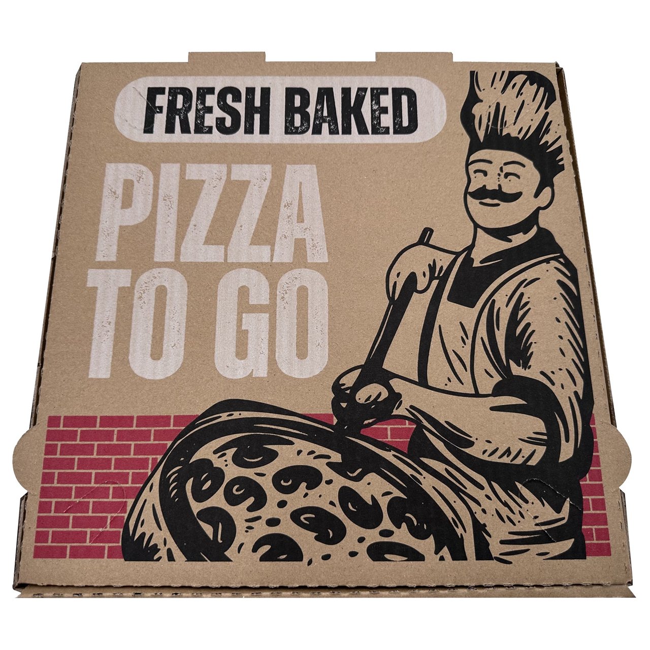 Vital International Solutions Pre-Printed 12" Pizza Box, Kraft, 50 ct - Image 1