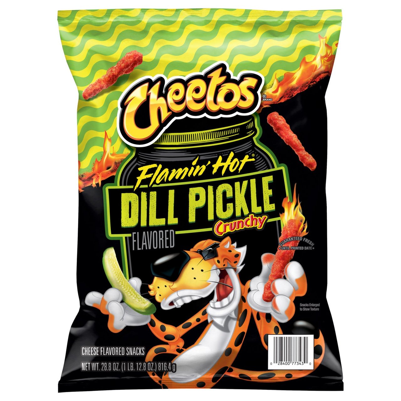 Cheetos Flamin' Hot Dill Pickle Crunchy Cheese Flavored Snacks 28.8 oz - Image 1