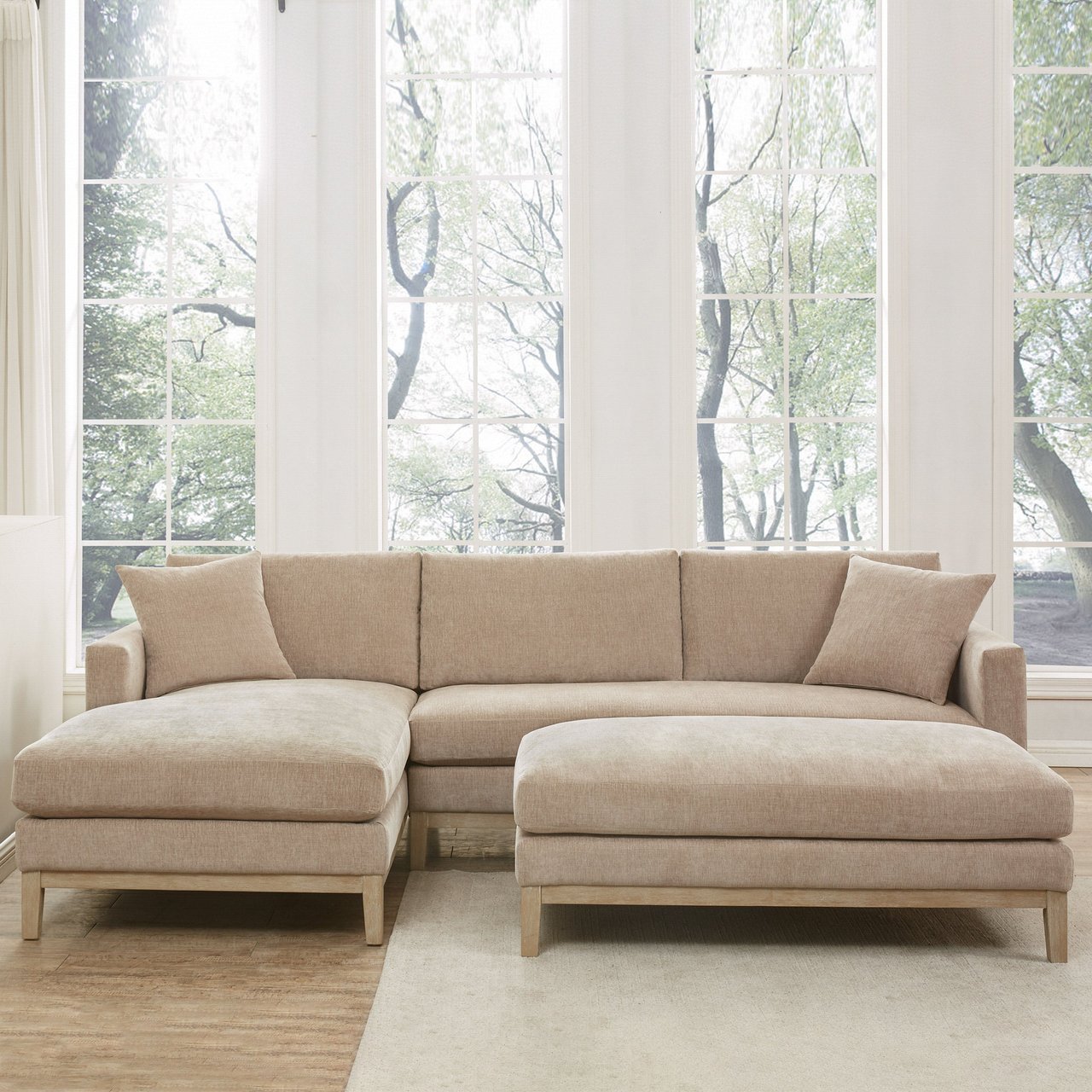Synergy Home Caspian Fabric Sectional with Ottoman - Image 1
