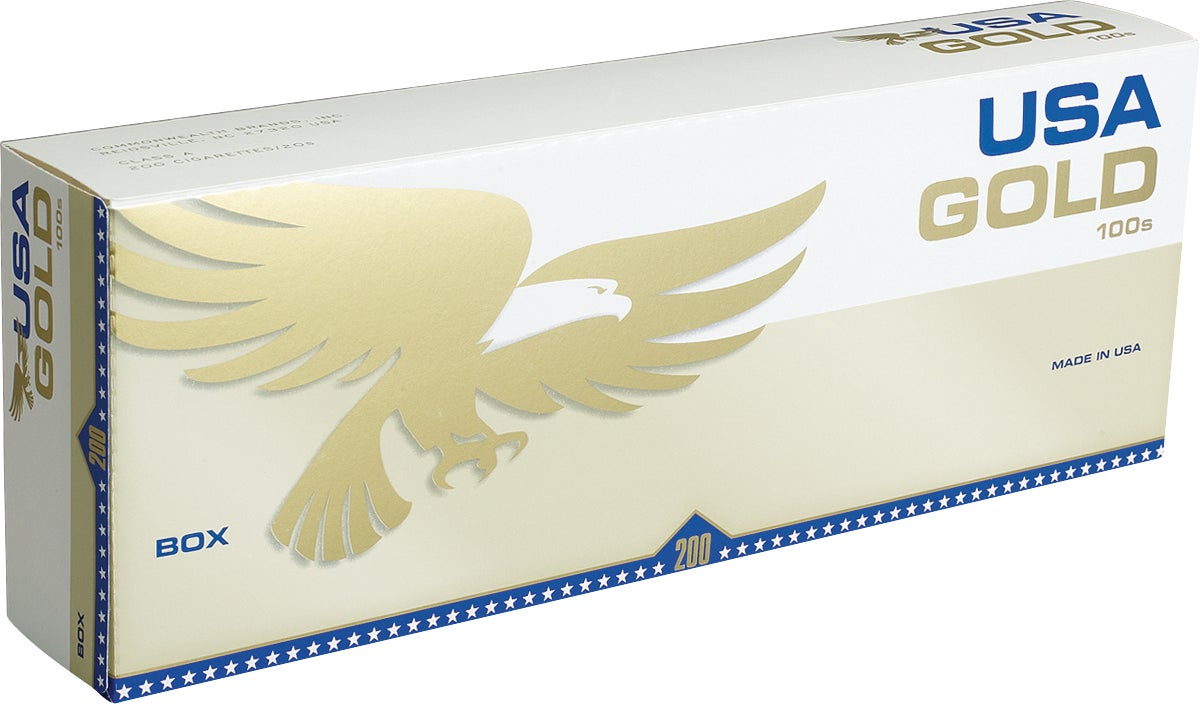USA Gold Gold 100s Cigarettes Box - Image 1