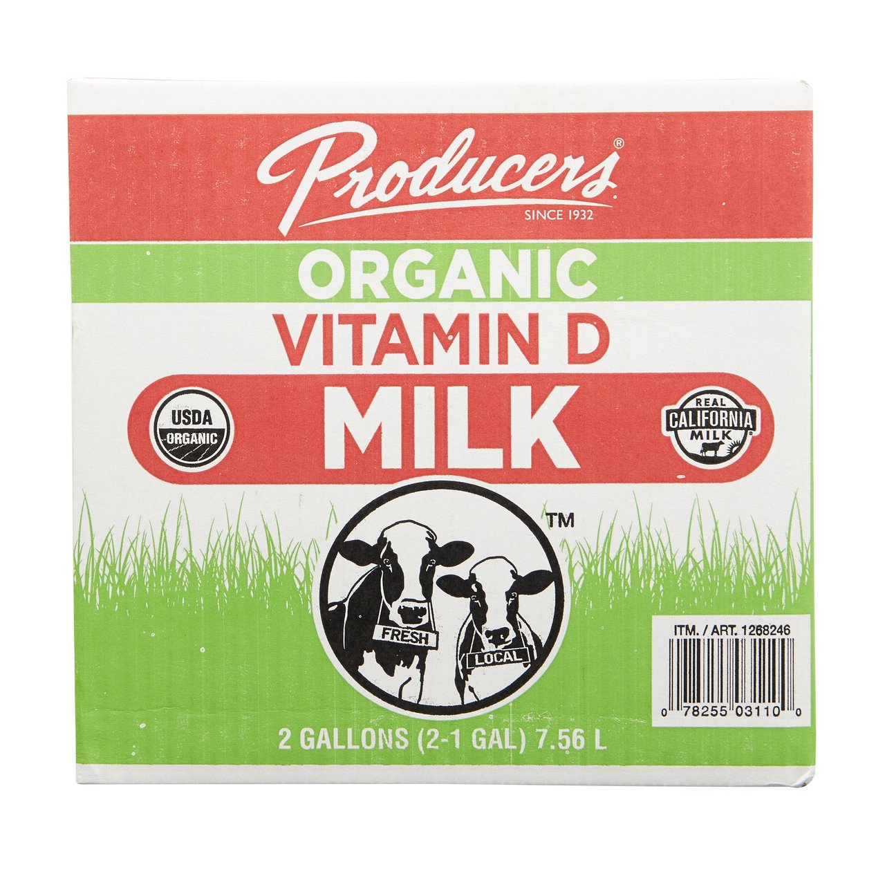 Producers Organic Whole Milk, 2-Pack, 1 Gallon Each