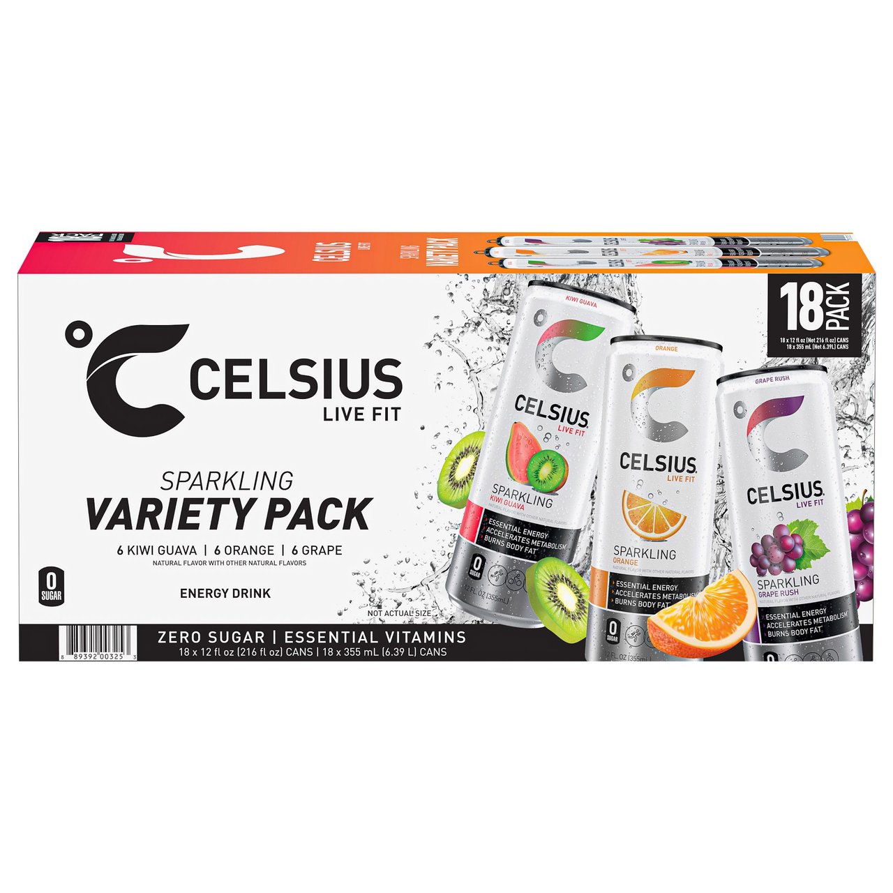 CELSIUS ENERGY SPARKLING VARIETY PACK 18 / 12 OUNCE CANS - Image 1