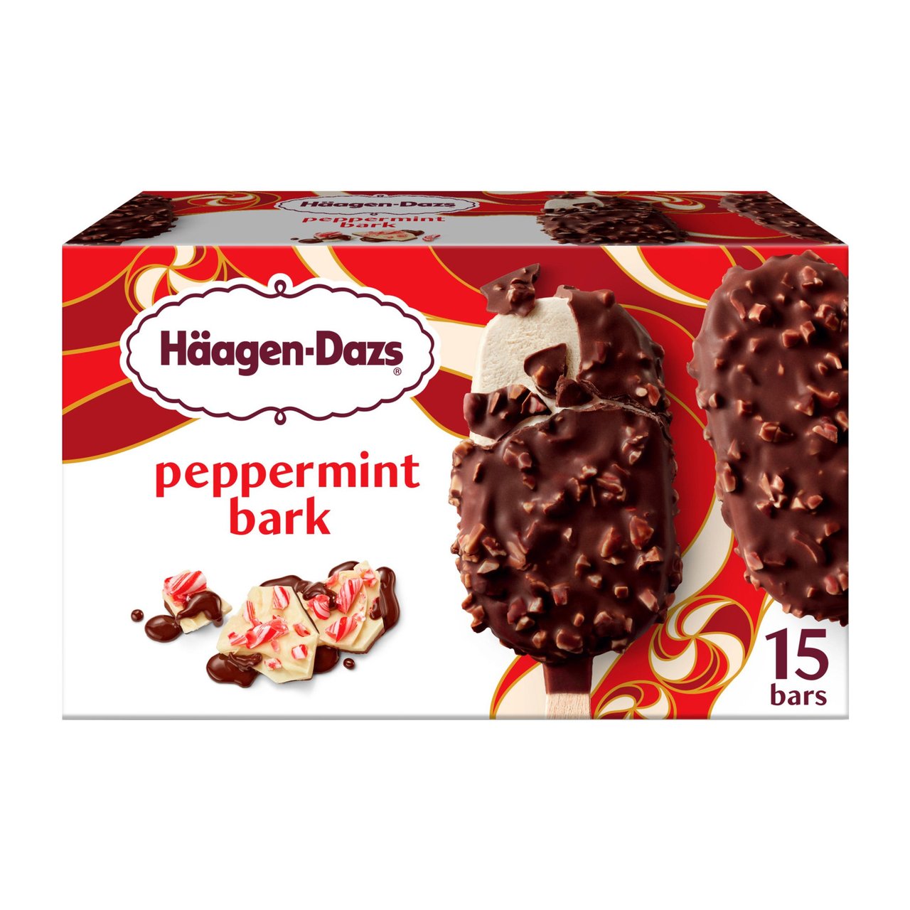 Häagen-Dazs Peppermint Bark Ice Cream Bars, 15 Bars (3 oz Each) - Image 1