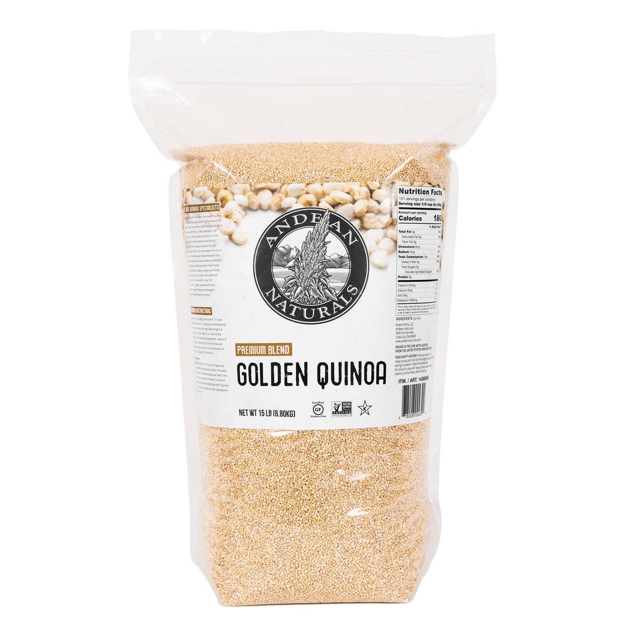 Andean Naturals Golden Quinoa 15 Pounds - Image 1