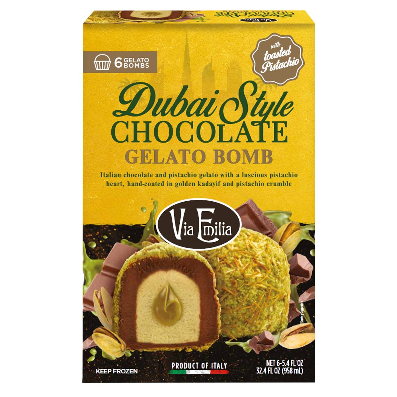 Via Emilia Dubai Style Chocolate Gelato Bombs 6 CT - Image 1