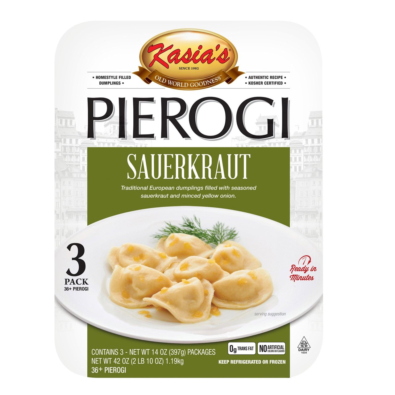Kasia's Sauerkraut Pierogi, 3/14 oz Packages - Image 1