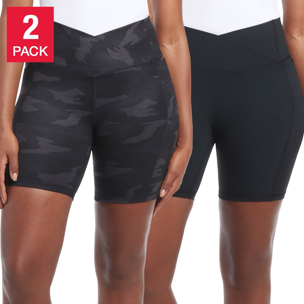 Danskin Women's Cross Waist 2-Pack Bike Short - Image 1