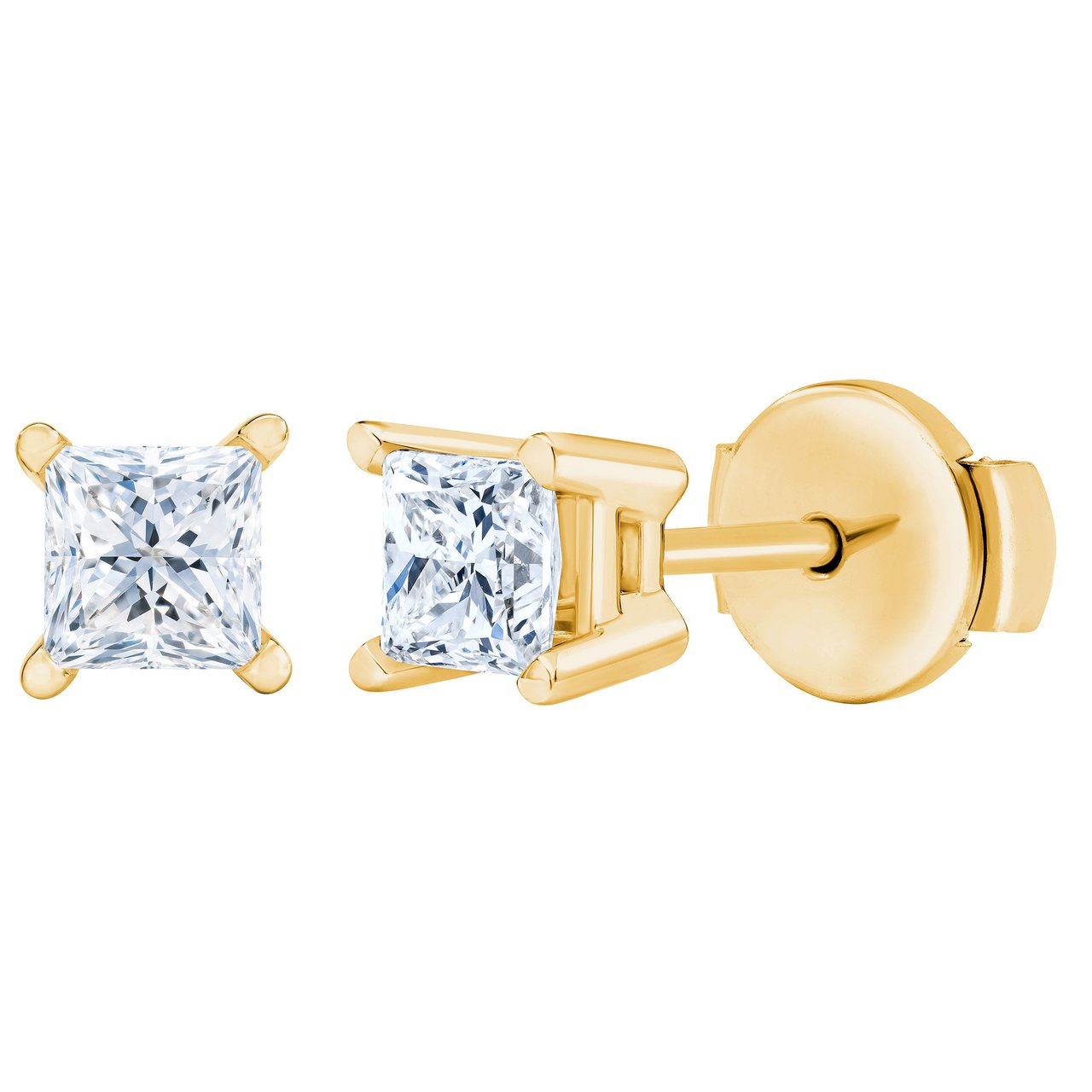 14kt White Gold VS2 G 0.73ctw Princess Cut Diamond Earrings - Image 1