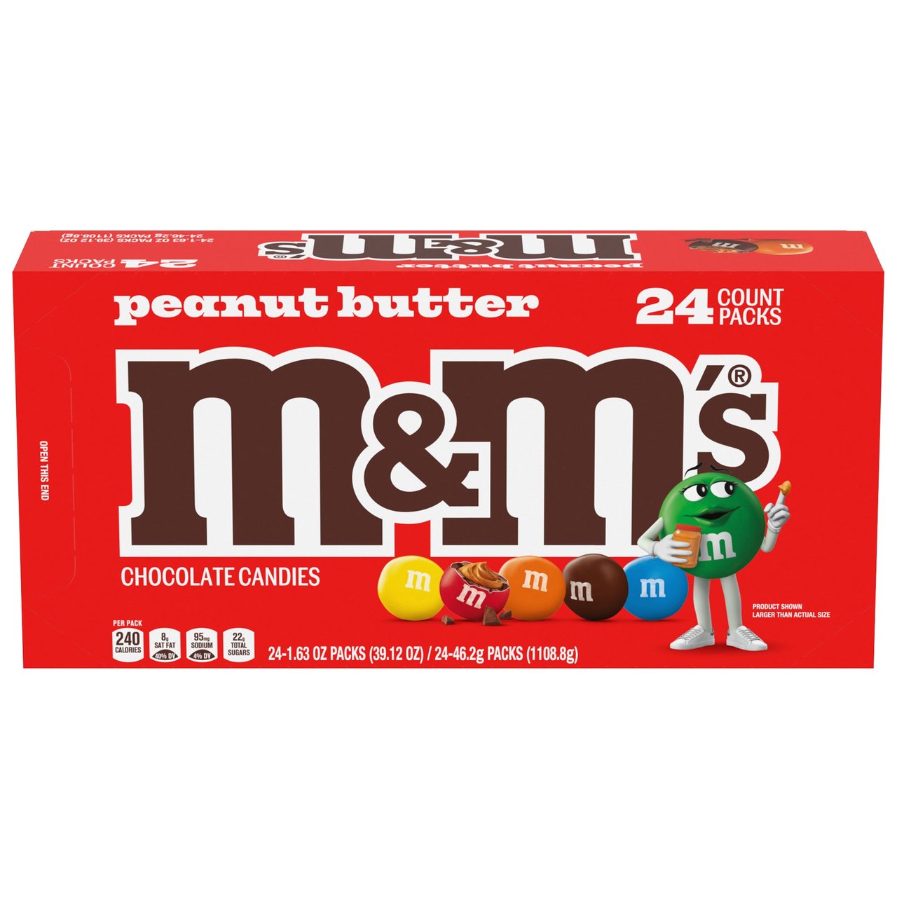M&M's Peanut Butter Chocolate Candy, 24 Count, 1.63 oz Each - Image 1