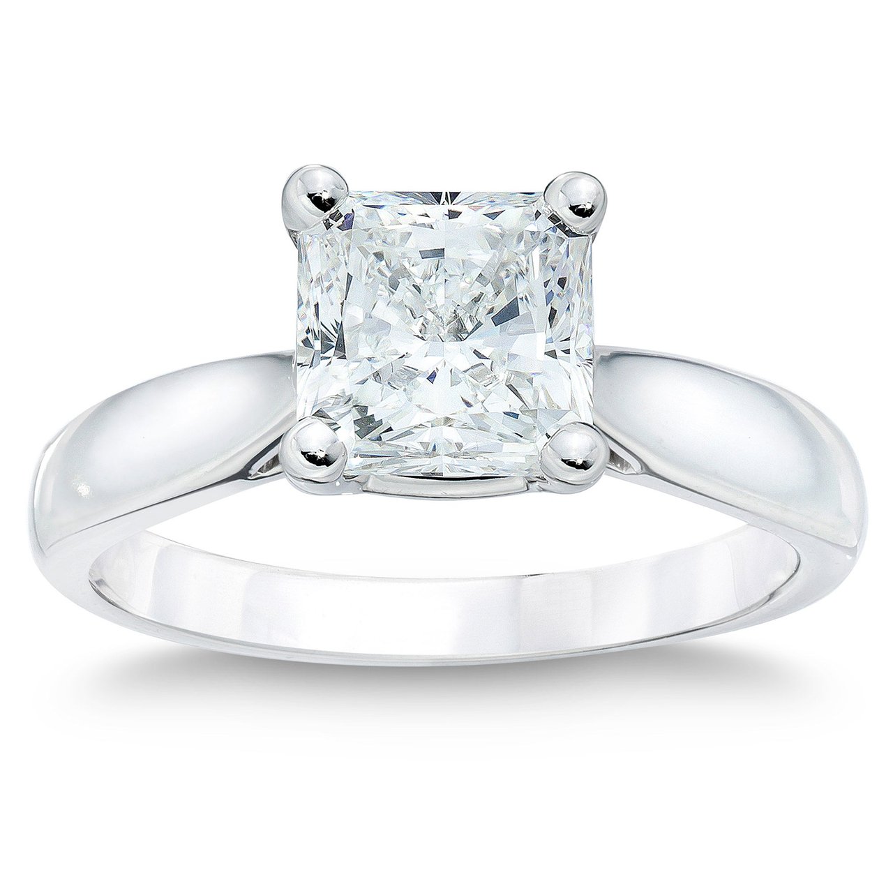 1.51 ct Radiant Cut Platinum Solitaire Ring, VS2 Clarity, "E" Color Diamond - Image 1