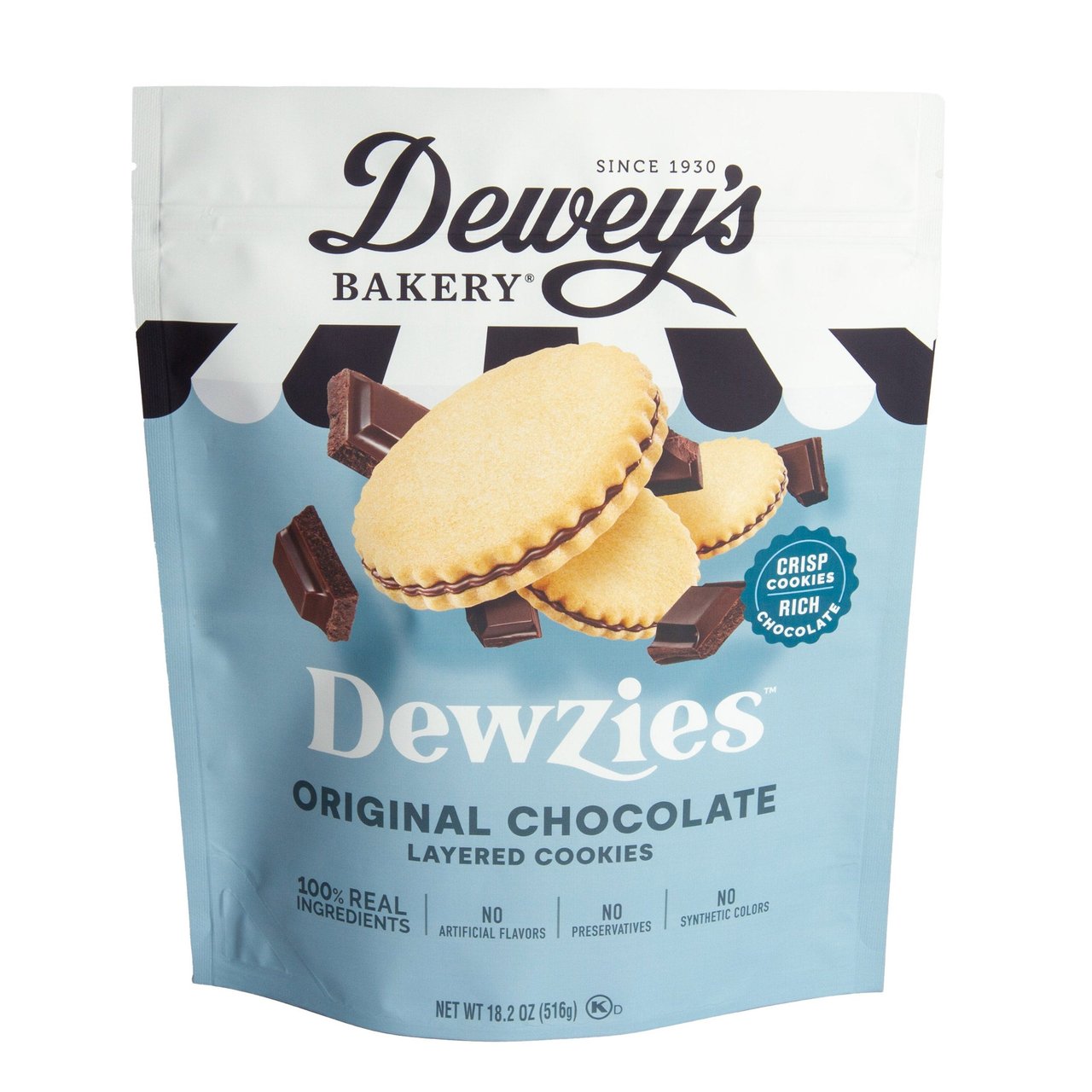 Dewey's Bakery Original Chocolate Dewzies Layered Cookies 18 oz - Image 1