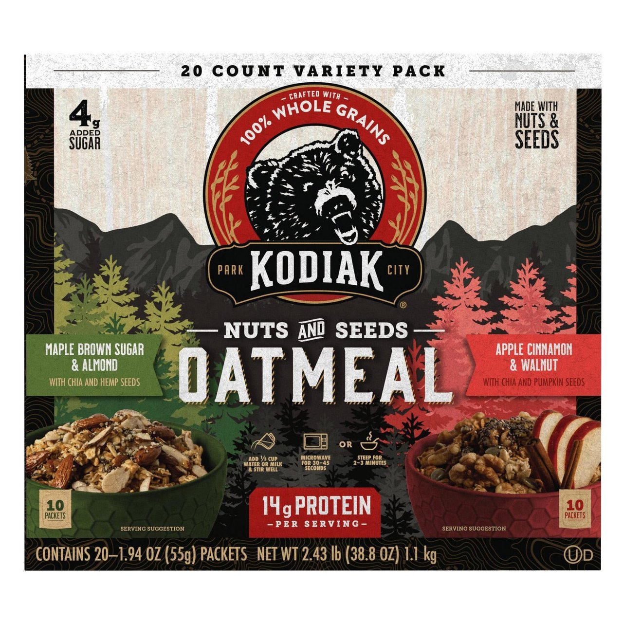 Kodiak Nut + Seed Oatmeal, 20/1.94 Ounce Packets - Image 1