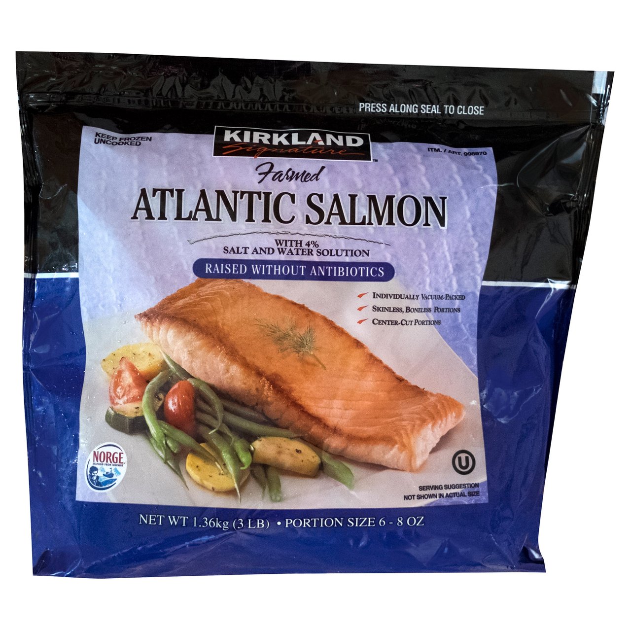 Kirkland Signature Farmed Atlantic Salmon Individually Wrapped, 48 oz - Image 1