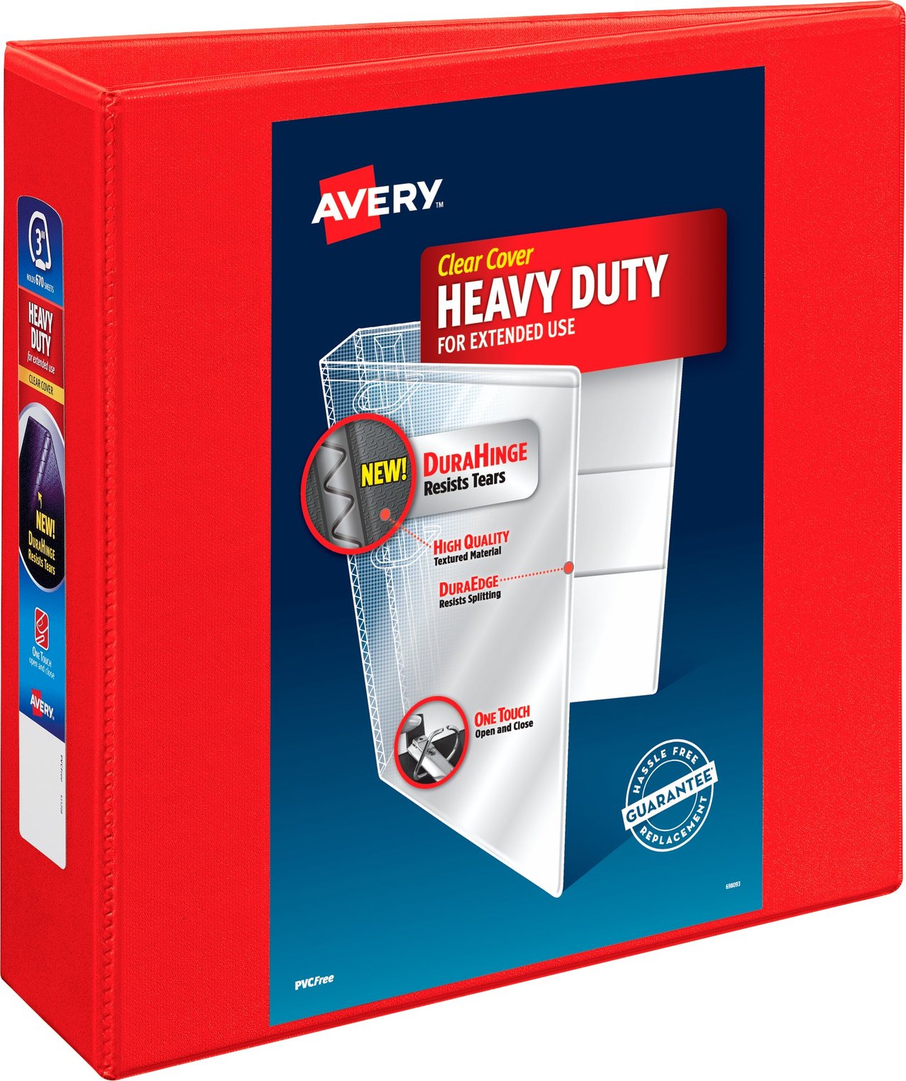 Avery 3" Red EZD Ring View Binder AVE79325 2-Count - Image 1