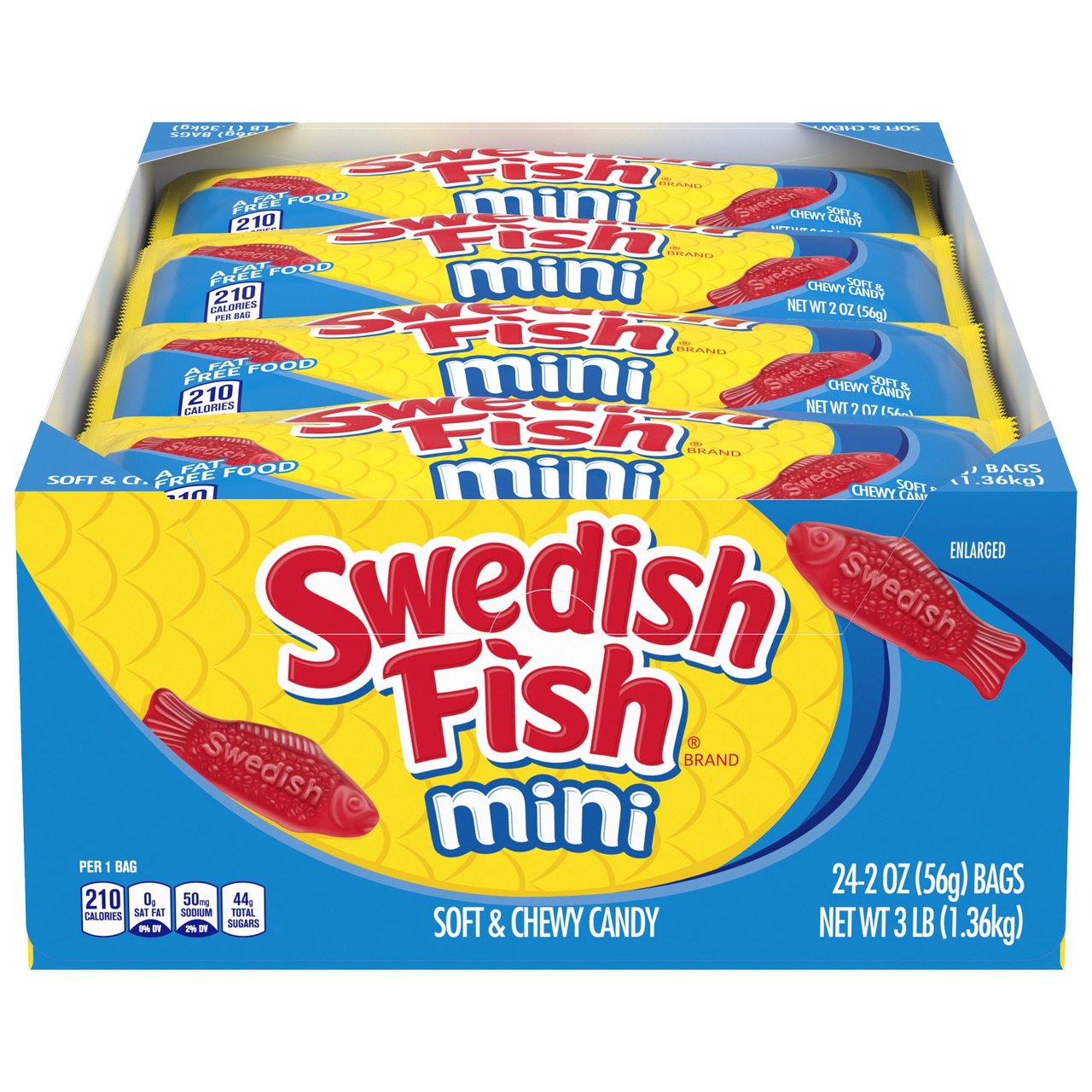 Swedish Fish Soft & Chewy Candy, 24 Count, 2 oz Each - Image 1