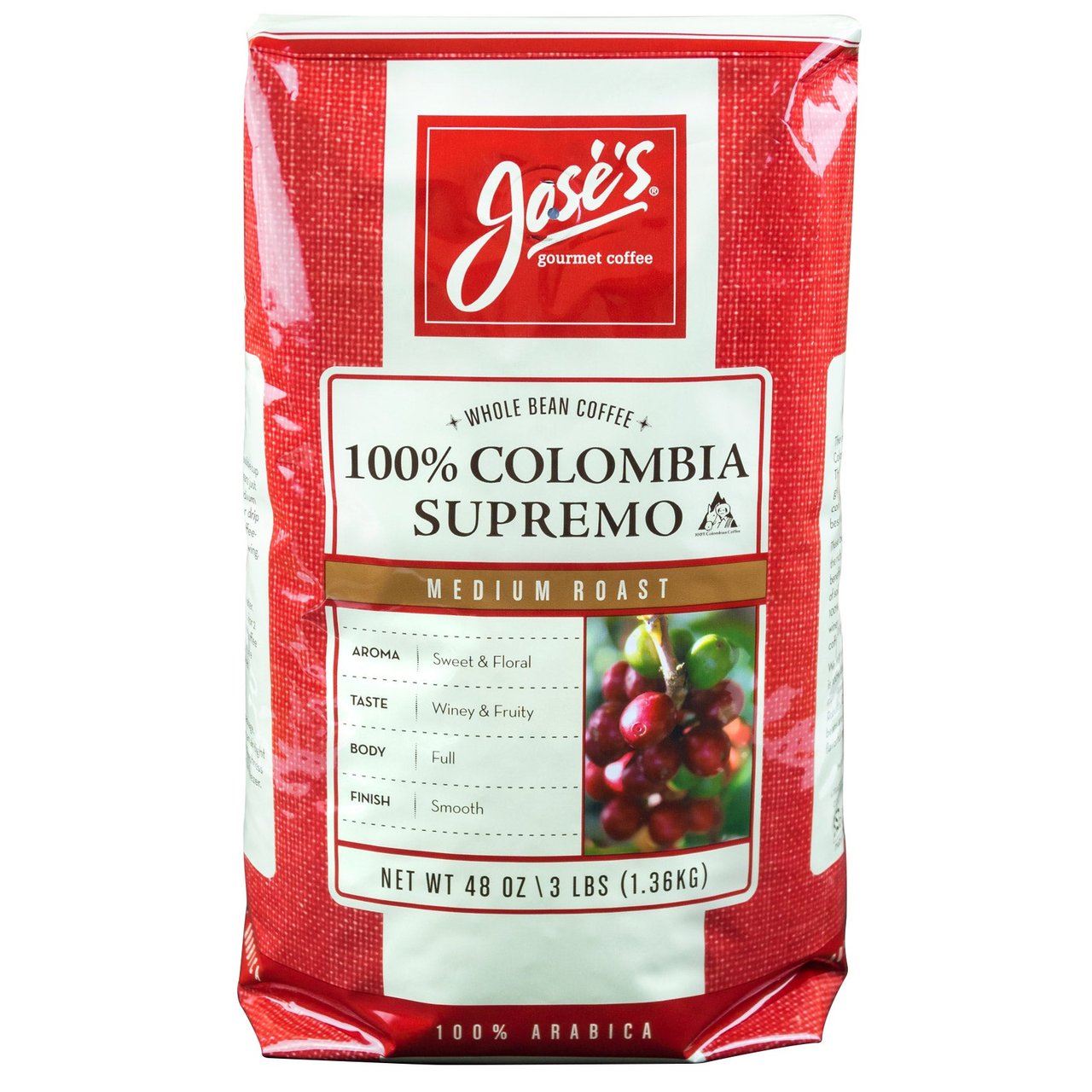 Jose's Coffee Colombian Supremo Whole Bean 3 lbs - Image 1